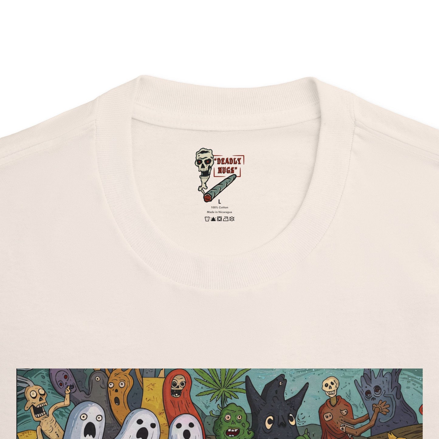 Monster Drop / Bud Characters Ghosts Monsters Skeletons Graphic Tee / Ominous Cartoon Horror Art / 420 Underground Stoner Streetwear / DEADLY NUGS