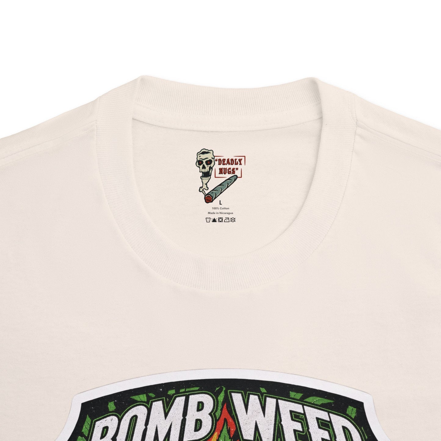 Bomb Weed / Explosive Cannabis Graphic Tee / Vintage Badge Style / 420 Underground Stoner Culture / DEADLY NUGS