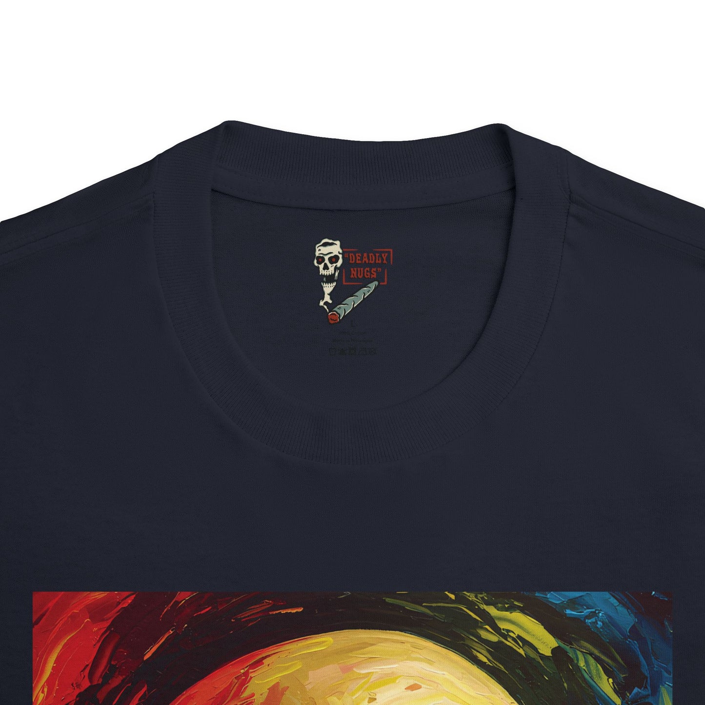 Radical High / Skull with Abstract Color Patterns Graphic Tee / Dark Obscure Art Abstract Painting / 420 Underground Stoner Streetwear / DEADLY NUGS