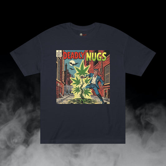The Green Menace / Man Terrified by Back-alley Cannabis Encounter Graphic Tee / Vintage Horror Comic Style / 420 Underground Stoner Culture / DEADLY NUGS