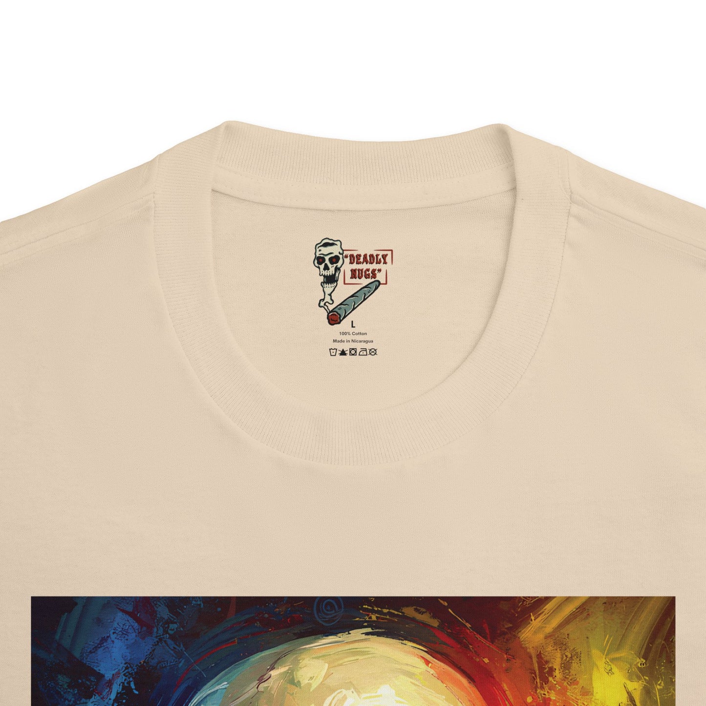 Moment of Relevance / Skull with Abstract Color Patterns Graphic Tee / Dark Obscure Art Abstract Painting / 420 Underground Stoner Streetwear / DEADLY NUGS