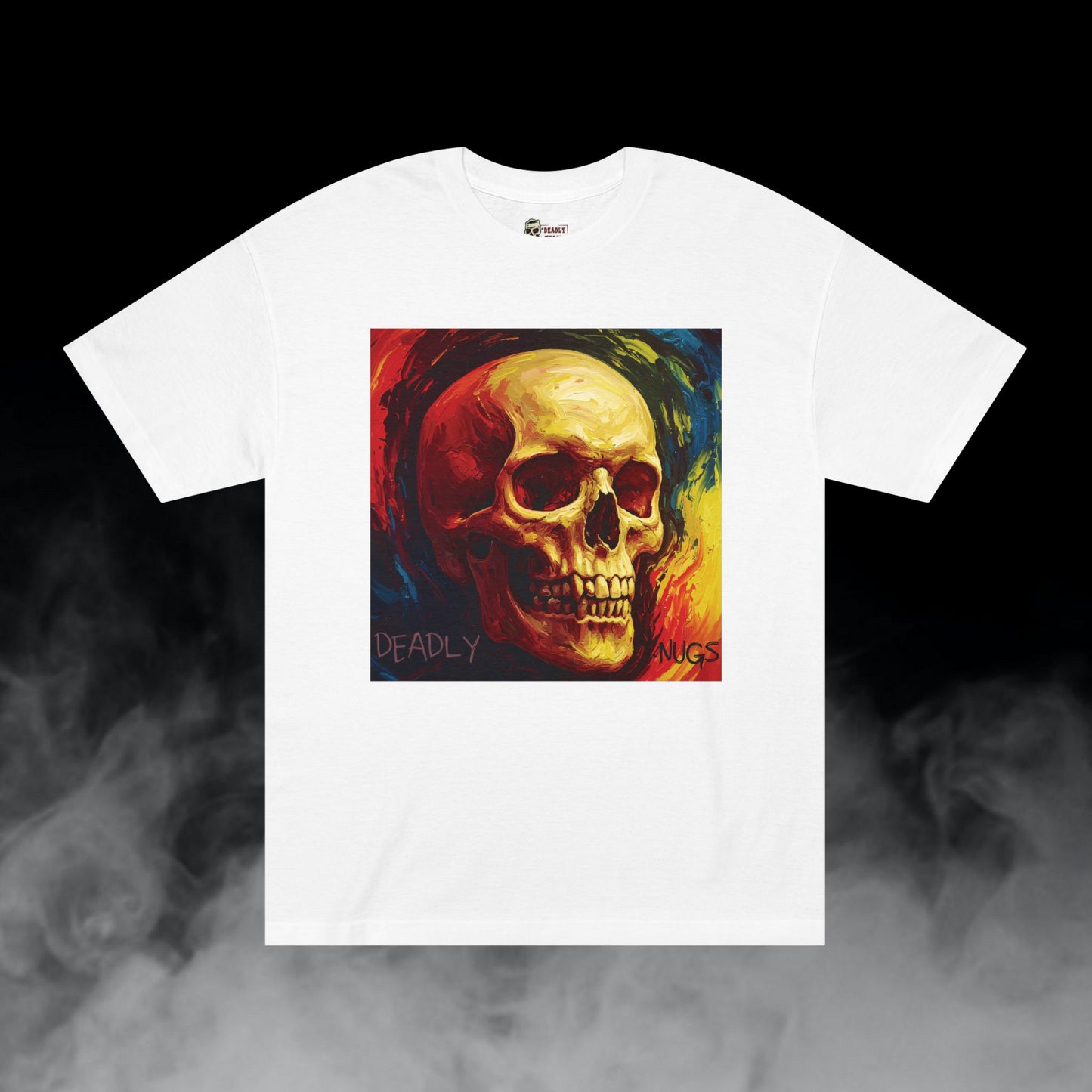 Radical High / Skull with Abstract Color Patterns Graphic Tee / Dark Obscure Art Abstract Painting / 420 Underground Stoner Streetwear / DEADLY NUGS
