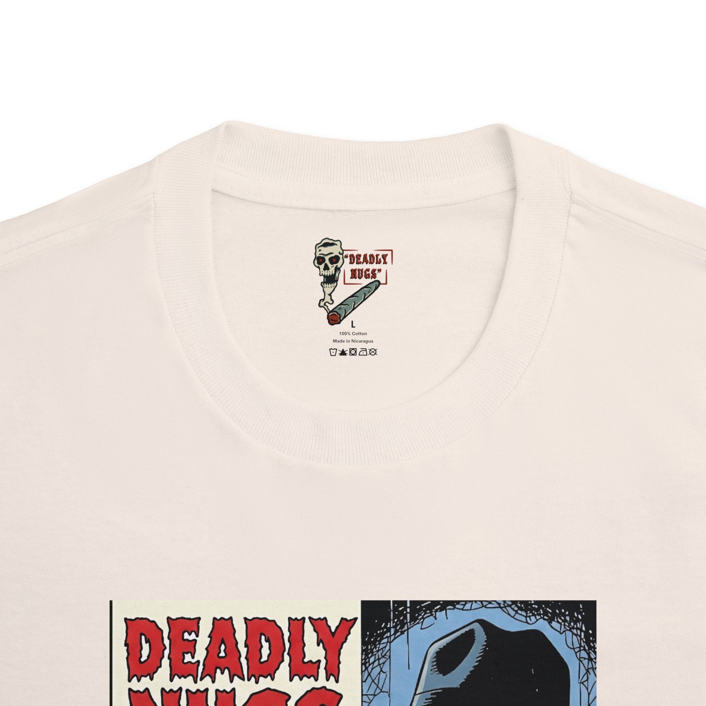 The Sinister Stash / Panicked Woman Encounter with Sinister Cannabis and Shadowy Dealer Graphic Tee / Vintage Pulp Horror Noir Comic Art Style / 420 Underground Stoner Culture / DEADLY NUGS