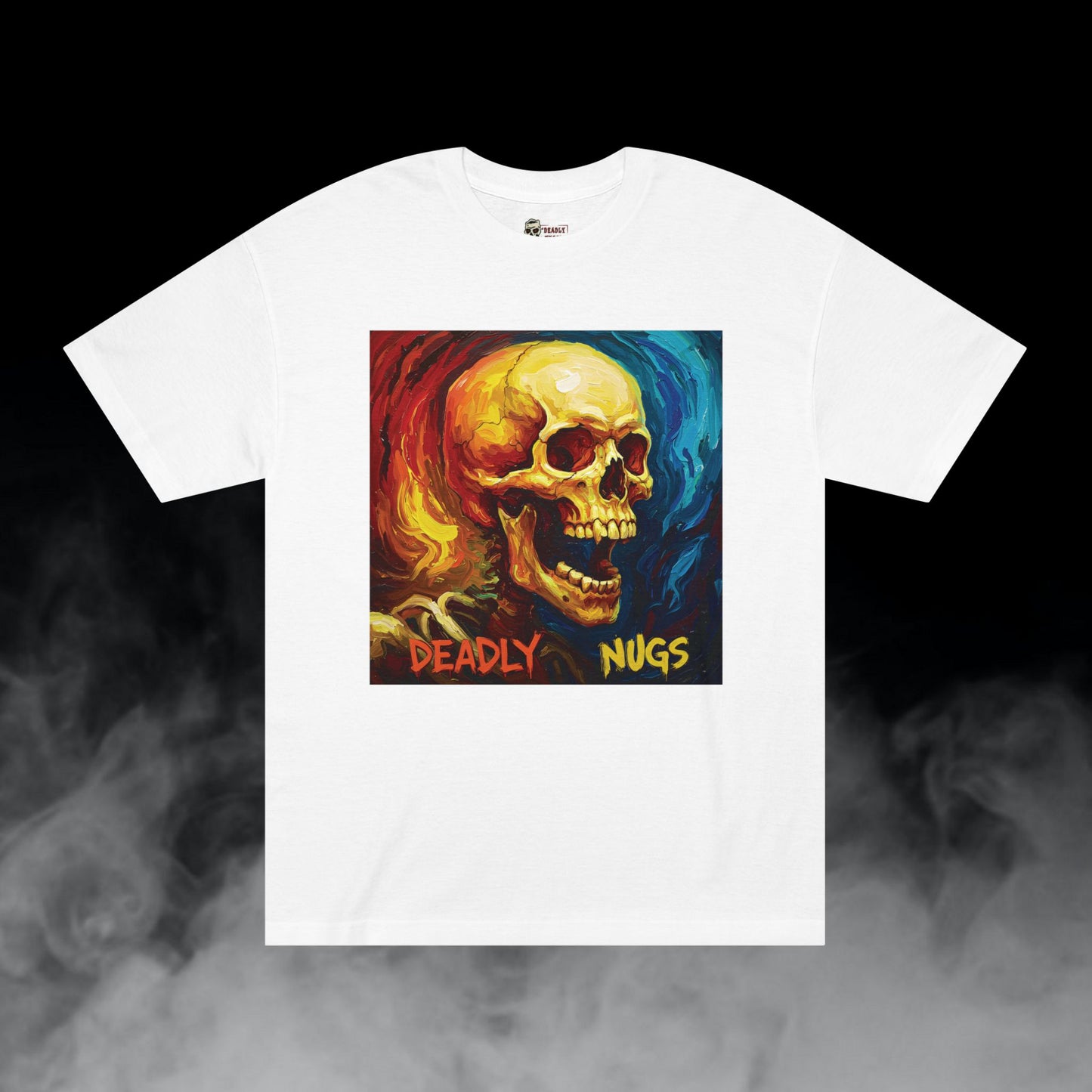 Intense Euphoria / Skull with Abstract Color Patterns Graphic Tee / Dark Obscure Art Abstract Painting / 420 Underground Stoner Streetwear / DEADLY NUGS