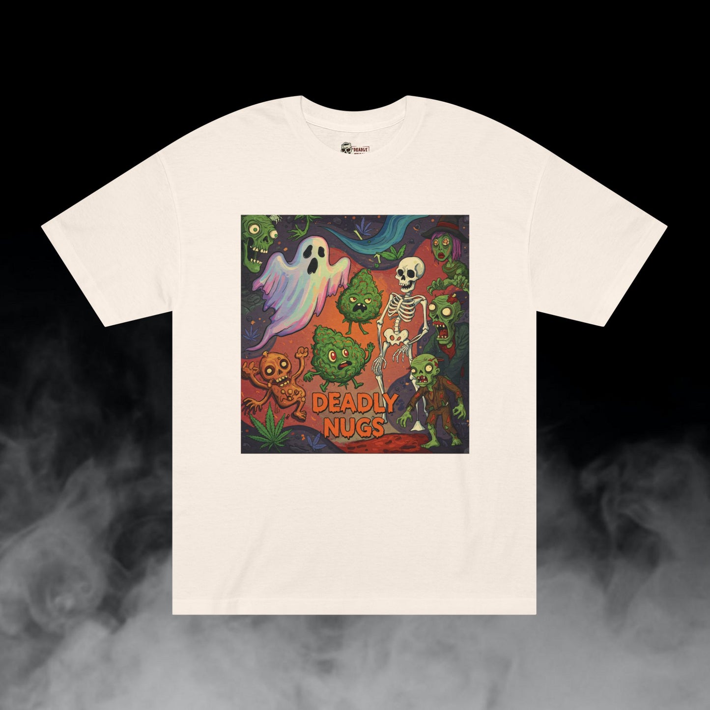 Ghouls Gone Green / Bud Characters Ghost Skeleton Zombies Graphic Tee / Ominous Spooky Character Cartoon Art / 420 Underground Stoner Streetwear / DEADLY NUGS