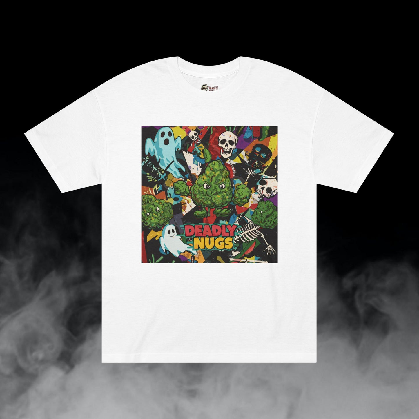 Out of the Dark / Bud Characters Ghosts Skeletons Graphic Tee / Dark Grunge Pop Art Basquiat Style / 420 Underground Stoner Streetwear / DEADLY NUGS
