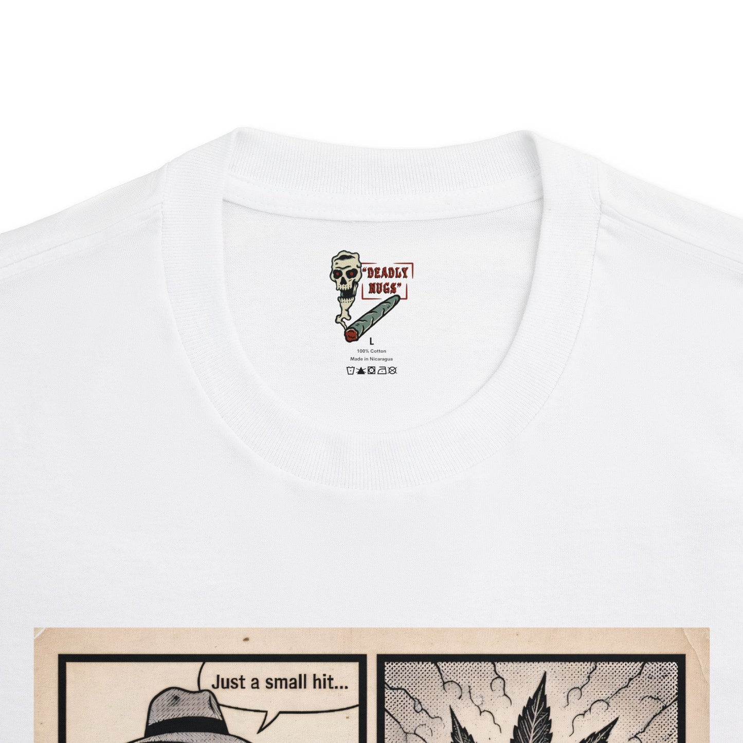 The Price of a Puff / Man Smokes and Pays the Price Graphic Tee / Vintage Noir Propaganda Comic Strip Art Style / 420 Underground Stoner Culture / DEADLY NUGS