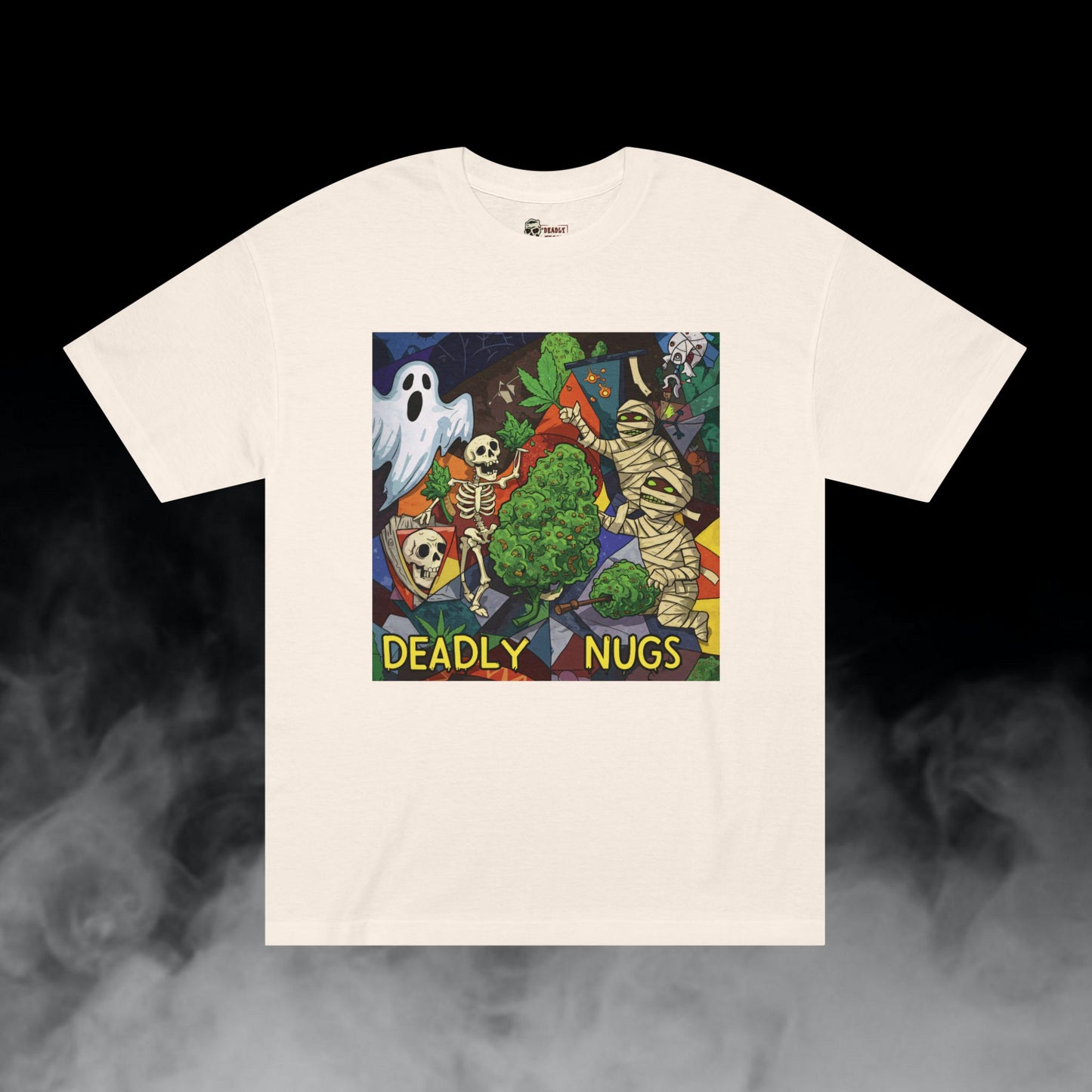 Final Harvest / Cannabis Buds Ghosts Mummies Skeletons Graphic Tee / Dark Pop Art Cartoon Style / 420 Underground Stoner Streetwear / DEADLY NUGS