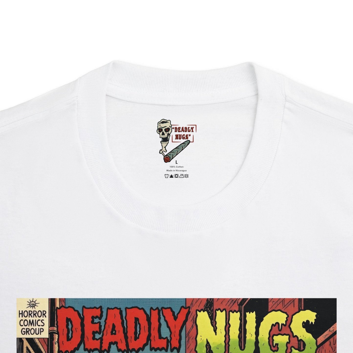 The Green Menace / Man Terrified by Back-alley Cannabis Encounter Graphic Tee / Vintage Horror Comic Style / 420 Underground Stoner Culture / DEADLY NUGS