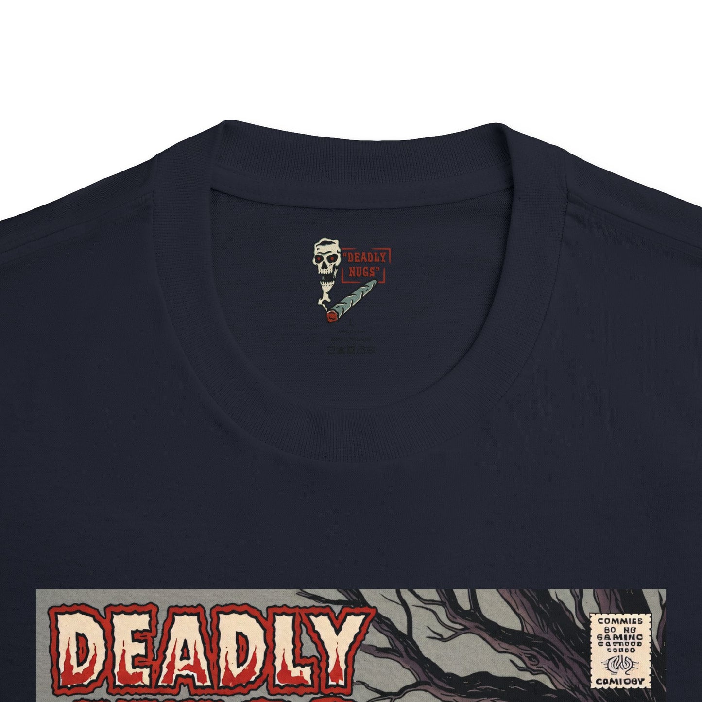 Killer Weed / Graveyard Cannabis Bud Graphic Tee / Vintage Pulp Horror Comic Style / 420 Underground Stoner Streetwear / DEADLY NUGS