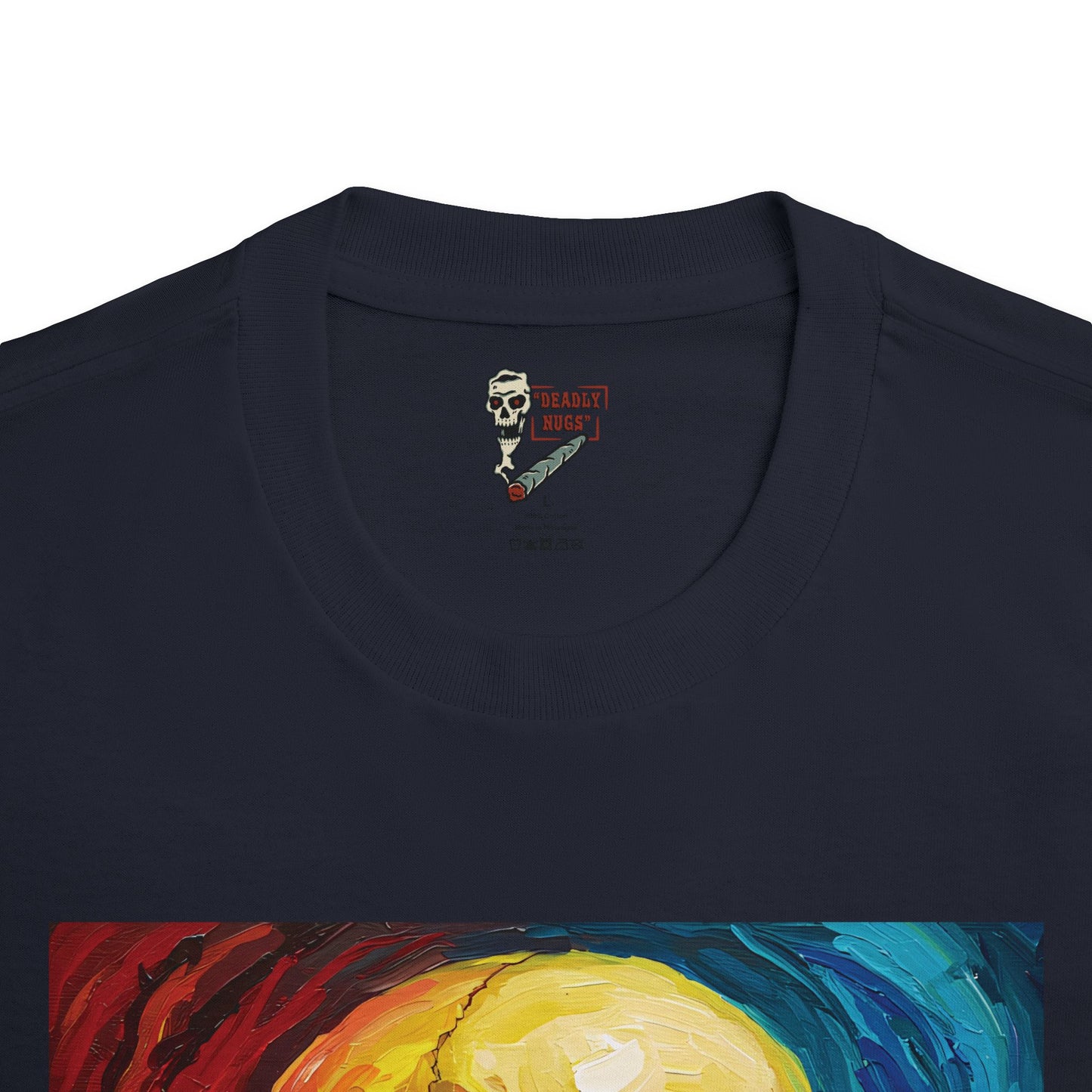 Intense Euphoria / Skull with Abstract Color Patterns Graphic Tee / Dark Obscure Art Abstract Painting / 420 Underground Stoner Streetwear / DEADLY NUGS
