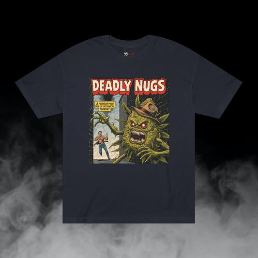 Bud Fiend Alley / Killer Cannabis Bud Graphic Tee / Vintage Pulp Horror Comic Style / 420 Underground Stoner Streetwear / DEADLY NUGS