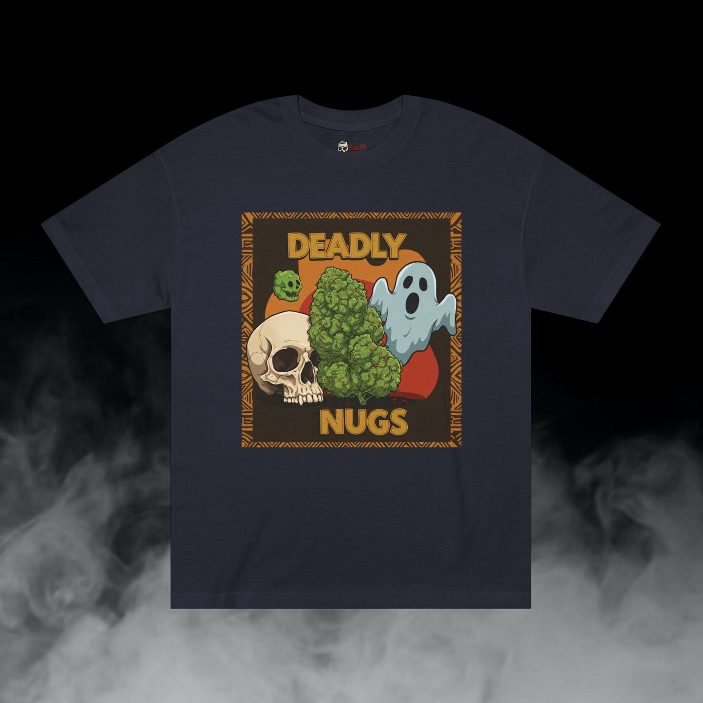 Bambaata / Cannabis Bud Skull Ghost Graphic Tee / Ominous African Tribal Pattern Art / 420 Underground Stoner Streetwear / DEADLY NUGS