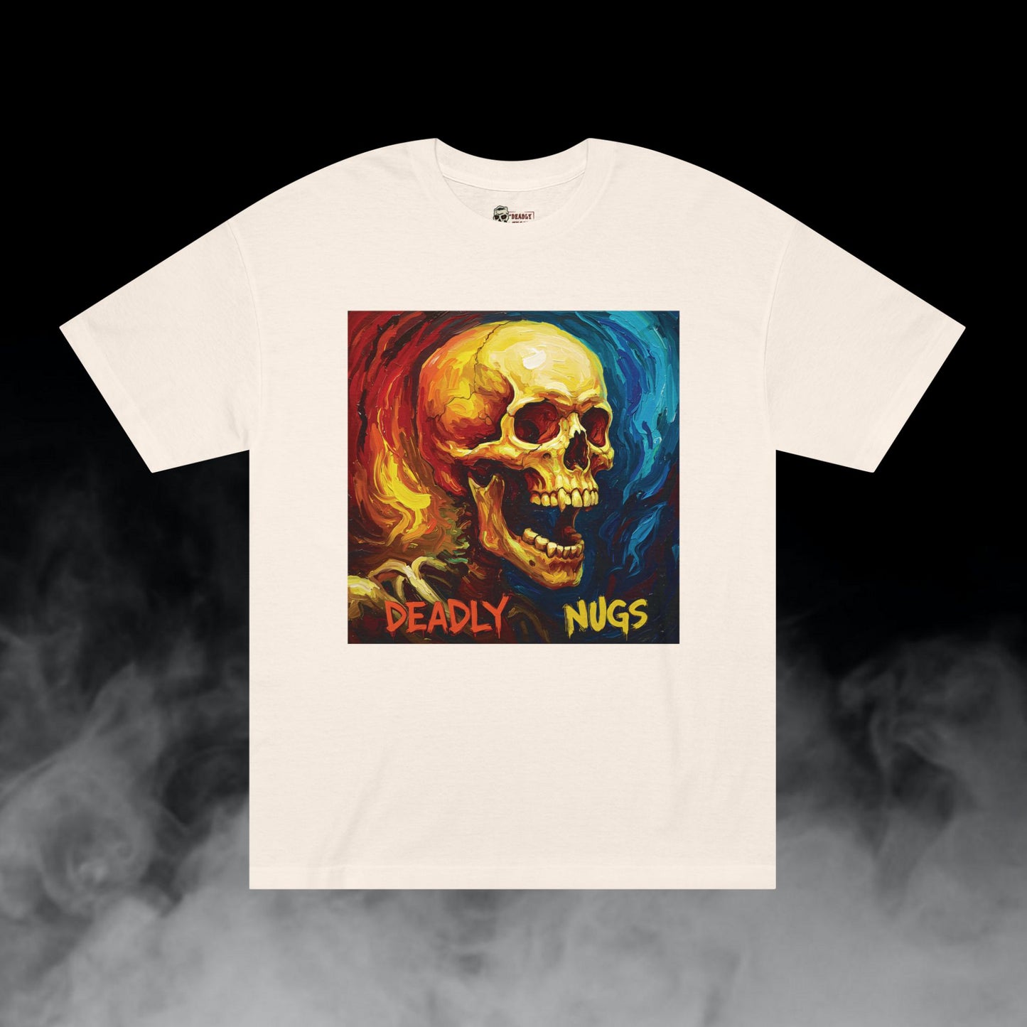 Intense Euphoria / Skull with Abstract Color Patterns Graphic Tee / Dark Obscure Art Abstract Painting / 420 Underground Stoner Streetwear / DEADLY NUGS