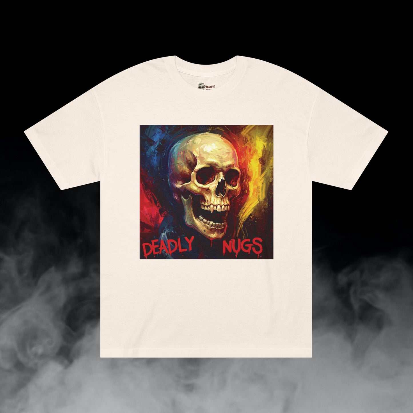 Moment of Relevance / Skull with Abstract Color Patterns Graphic Tee / Dark Obscure Art Abstract Painting / 420 Underground Stoner Streetwear / DEADLY NUGS