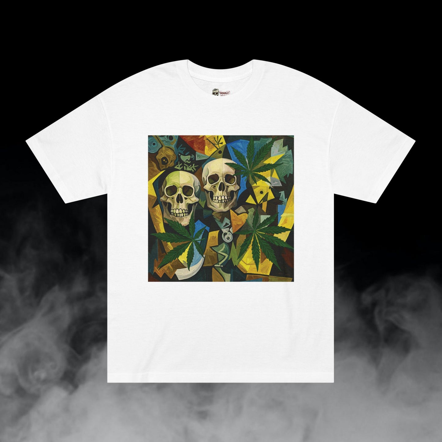 Beyond Perceptions / Skulls Cannabis Leaves Graphic Tee / Abstract Cubism Art Picasso Painting / 420 Underground Stoner Streetwear / DEADLY NUGS