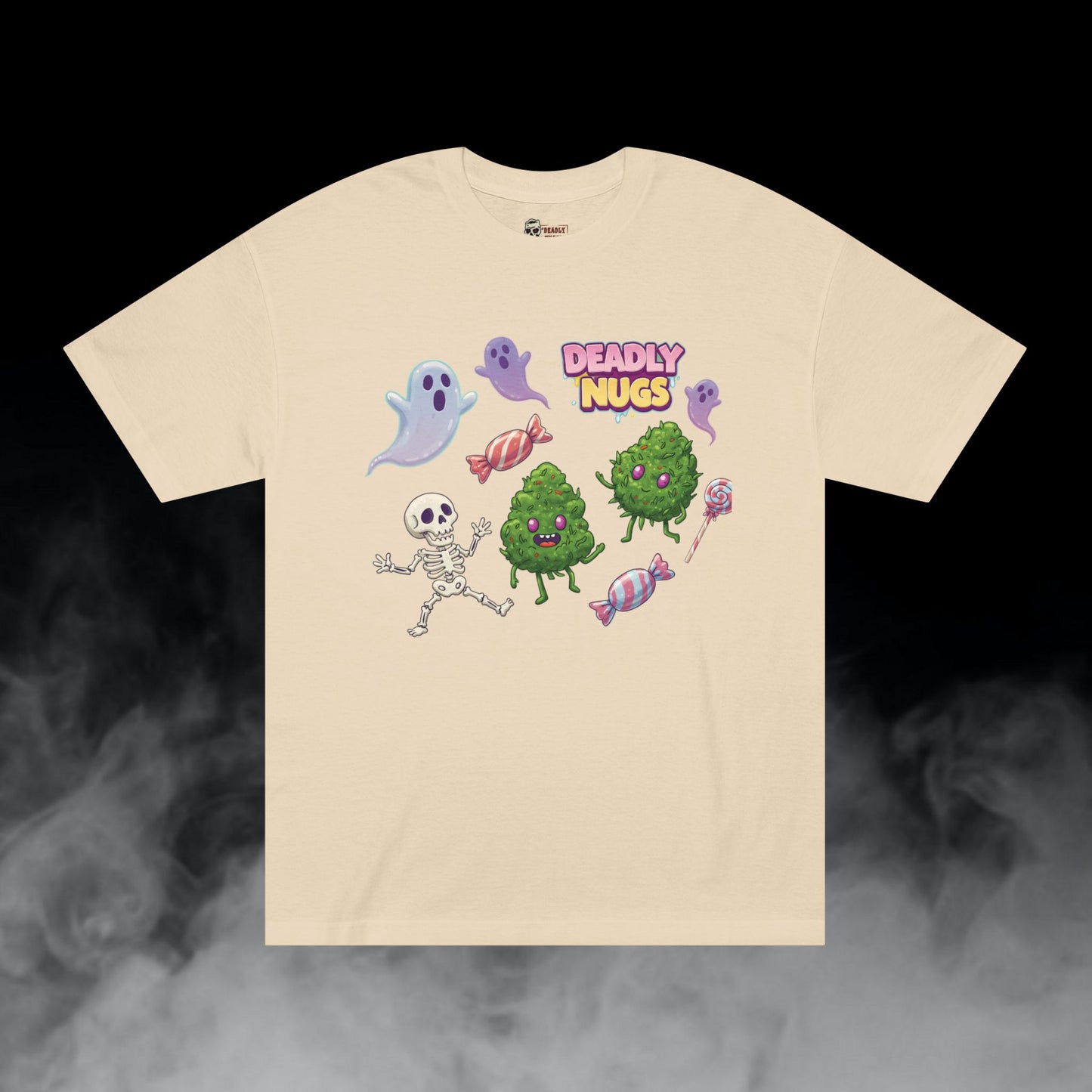 Sweet Tooth / Bud Characters Ghosts Skeleton Graphic Tee / Eerie Character Candy Cartoon Art / 420 Underground Stoner Streetwear / DEADLY NUGS