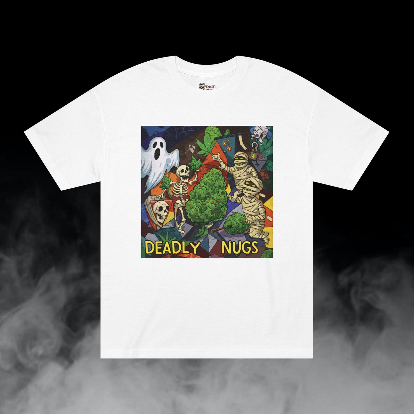 Final Harvest / Cannabis Buds Ghosts Mummies Skeletons Graphic Tee / Dark Pop Art Cartoon Style / 420 Underground Stoner Streetwear / DEADLY NUGS