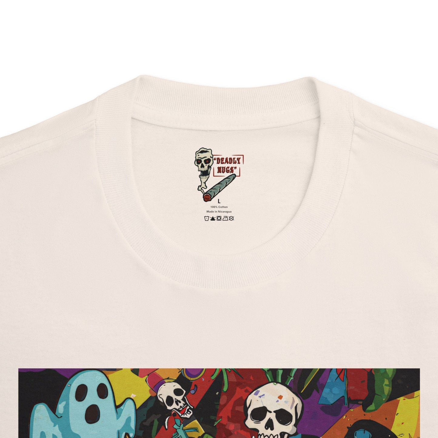 Out of the Dark / Bud Characters Ghosts Skeletons Graphic Tee / Dark Grunge Pop Art Basquiat Style / 420 Underground Stoner Streetwear / DEADLY NUGS