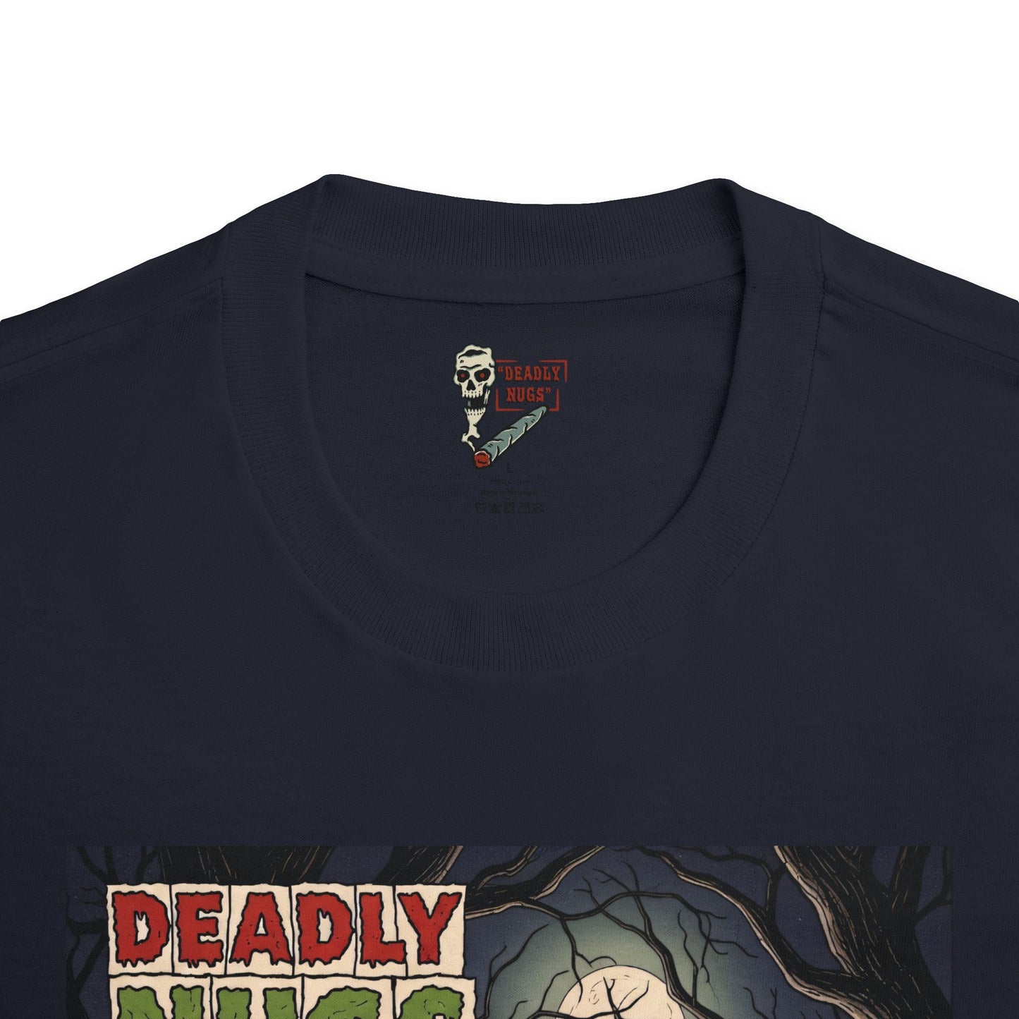 Dank Phantom / Hooded Reaper Smoke Cloud Graphic Tee / Vintage Pulp Horror Comic Style / 420 Underground Stoner Streetwear / DEADLY NUGS