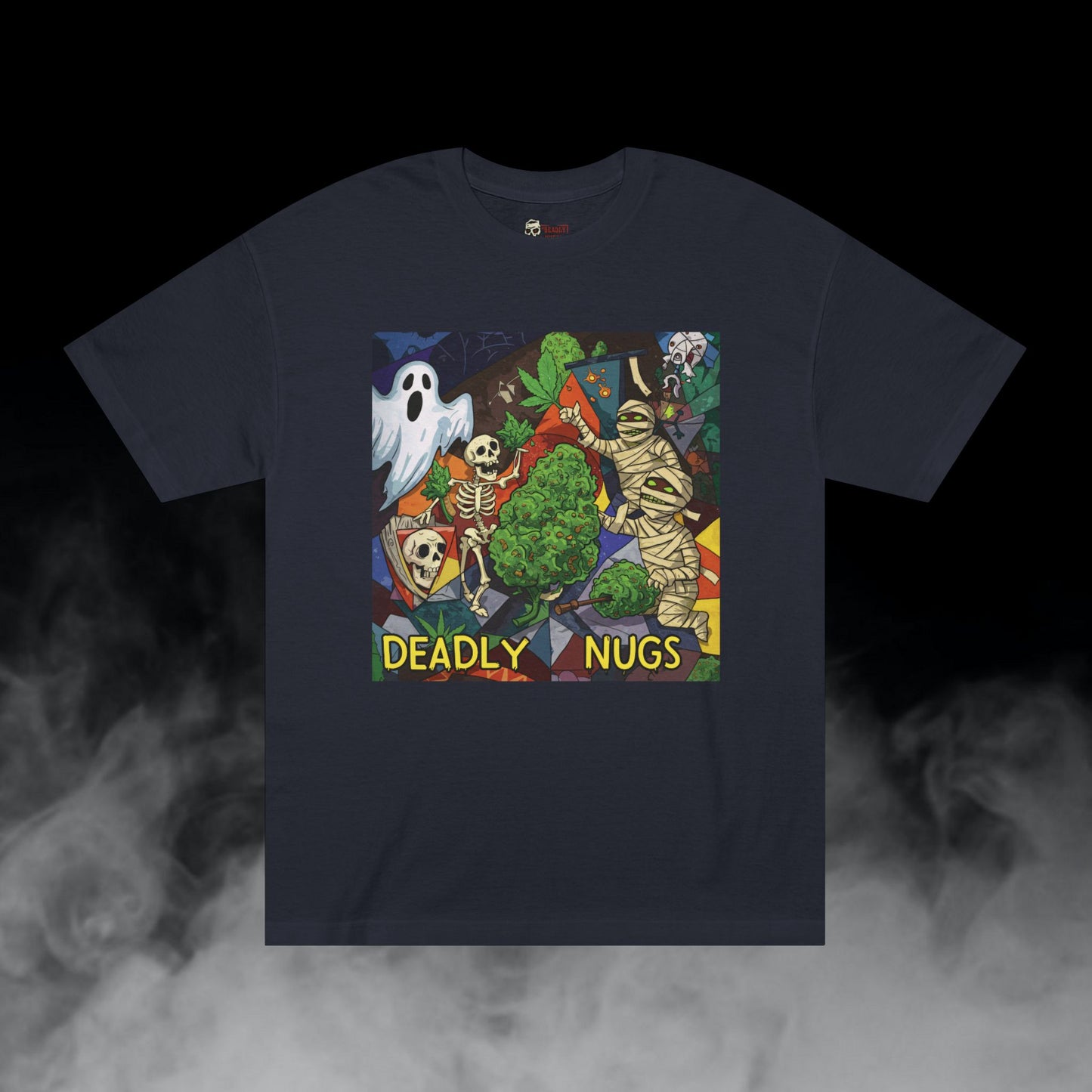 Final Harvest / Cannabis Buds Ghosts Mummies Skeletons Graphic Tee / Dark Pop Art Cartoon Style / 420 Underground Stoner Streetwear / DEADLY NUGS