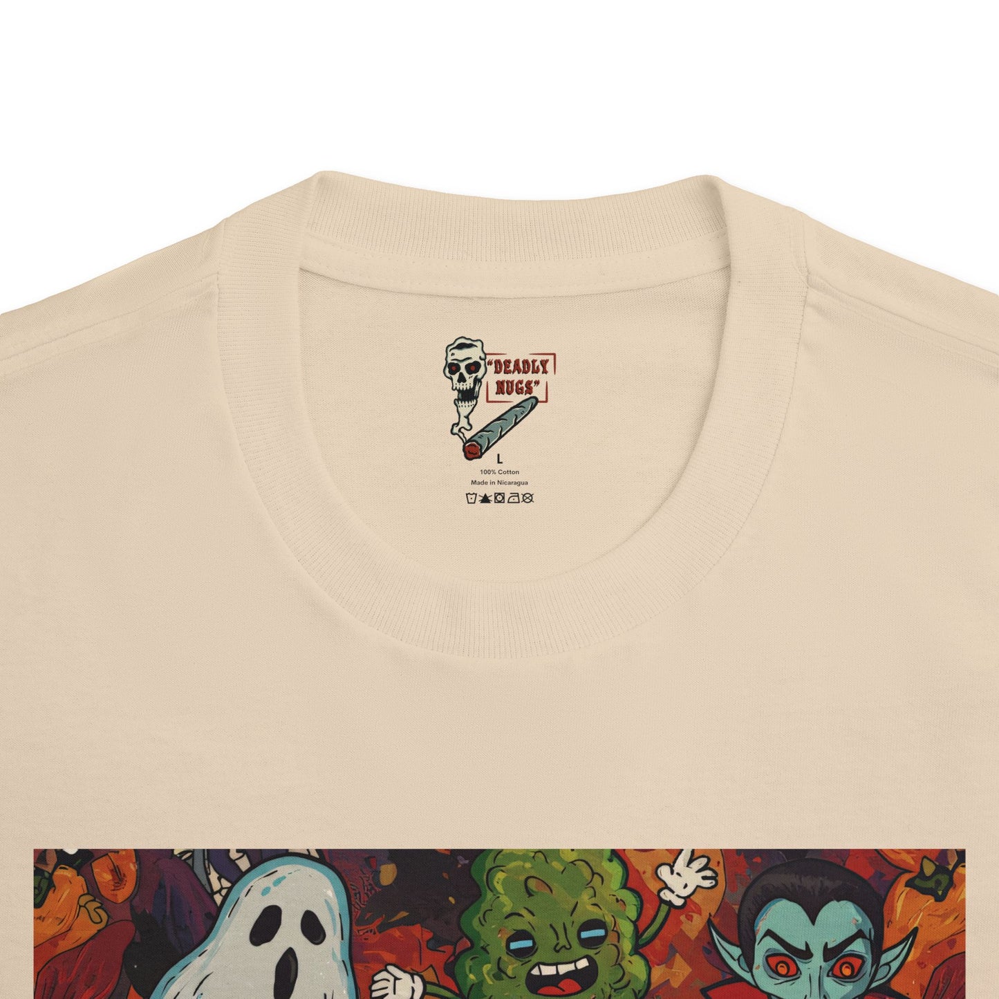 Nugmare Realm / Bud Characters Ghosts Skull Vampires Graphic Tee / Vintage Pop Art Comic Style / 420 Underground Stoner Streetwear / DEADLY NUGS