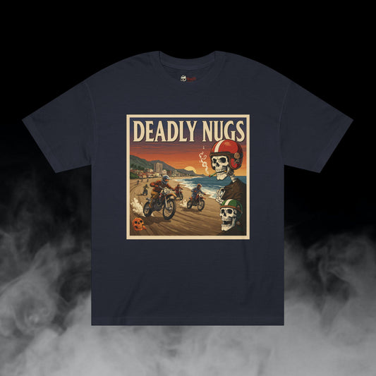 Let it Rip / Biker Dirt Bike Motorcycle Skull Art Graphic Tee / Gritty Vintage Travel Poster Style / 420 Underground Stoner Streetwear / DEADLY NUGS