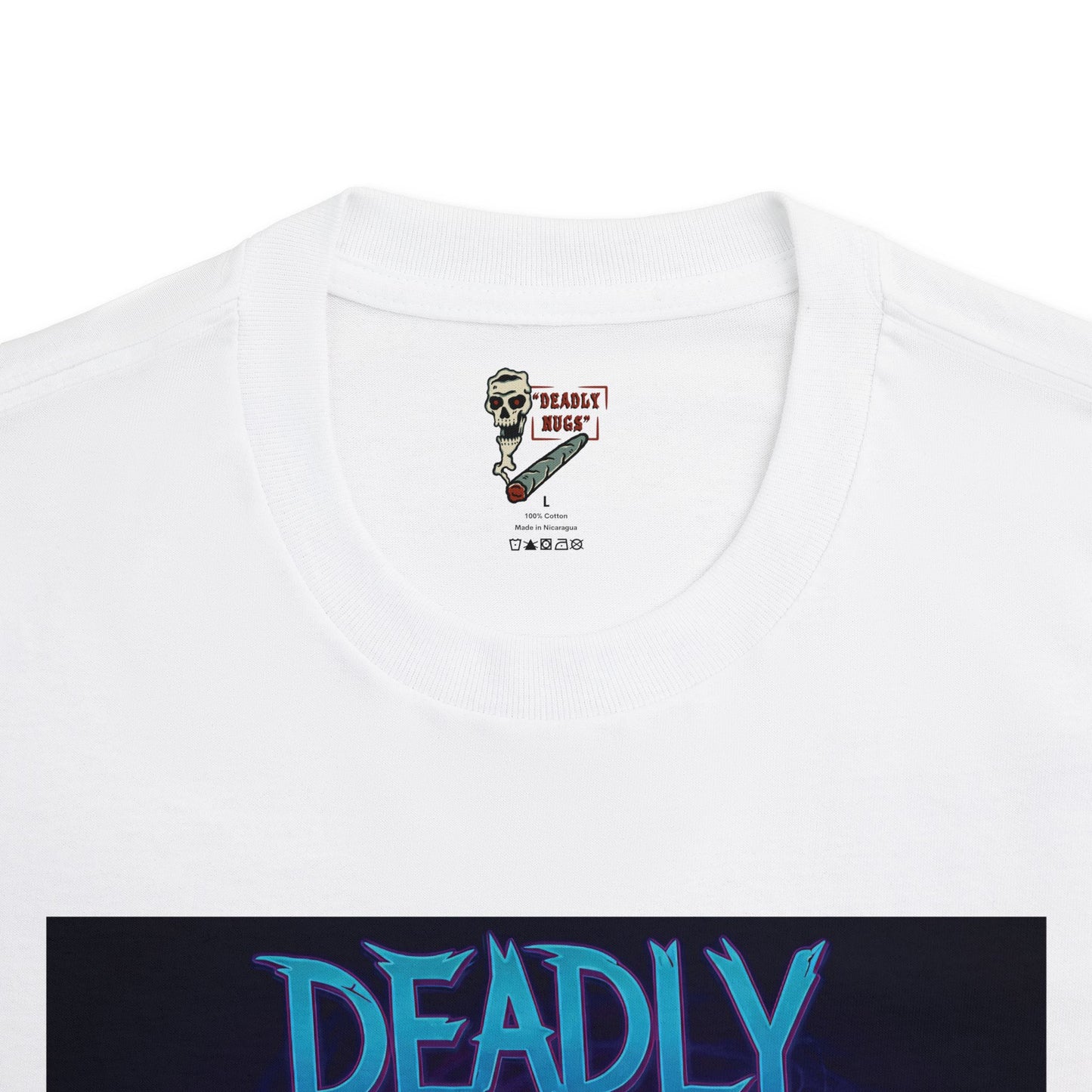 Deuces / Skeleton Smoking Graphic Tee / Gritty Neon Aesthetic Art / 420 Underground Stoner Streetwear / DEADLY NUGS