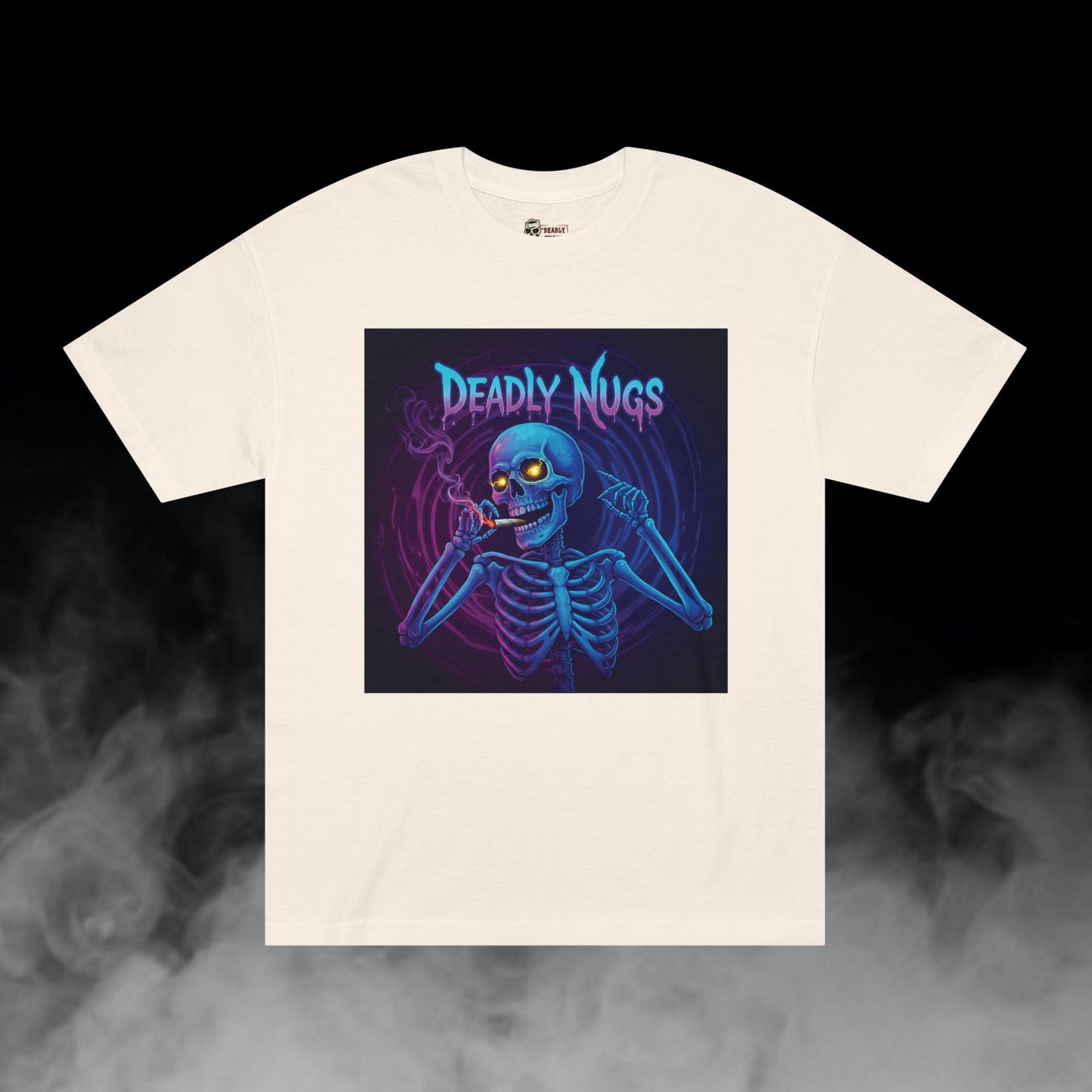 Portal Warp / Skeleton Smoking Graphic Tee / Gritty Neon Glitch Aesthetic Art / 420 Underground Stoner Streetwear / DEADLY NUGS