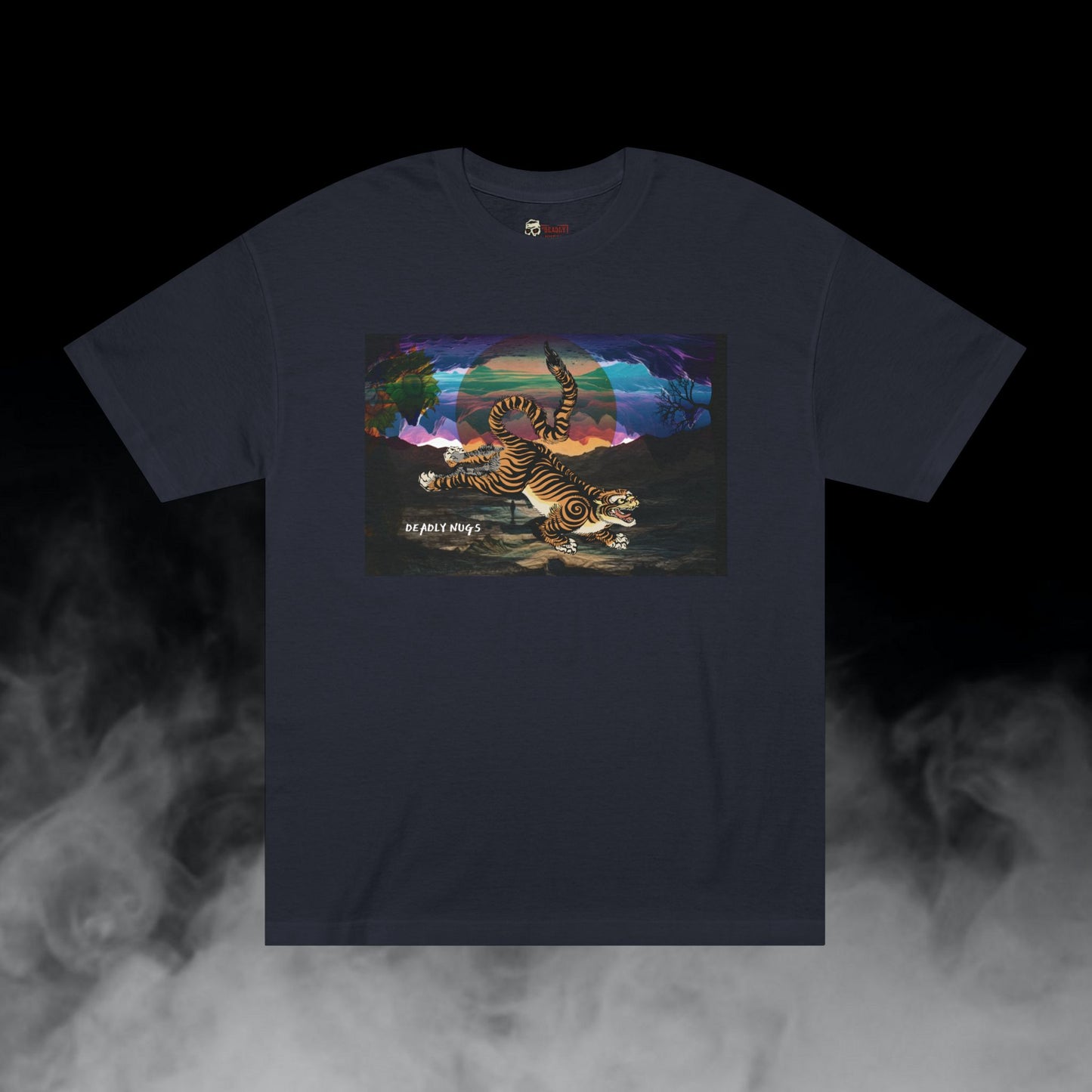 Bounds & Reflections / Tiger in Reflective Landscape Graphic Tee / Surreal Hypnotic Aesthetic Art / 420 Underground Stoner Streetwear / DEADLY NUGS