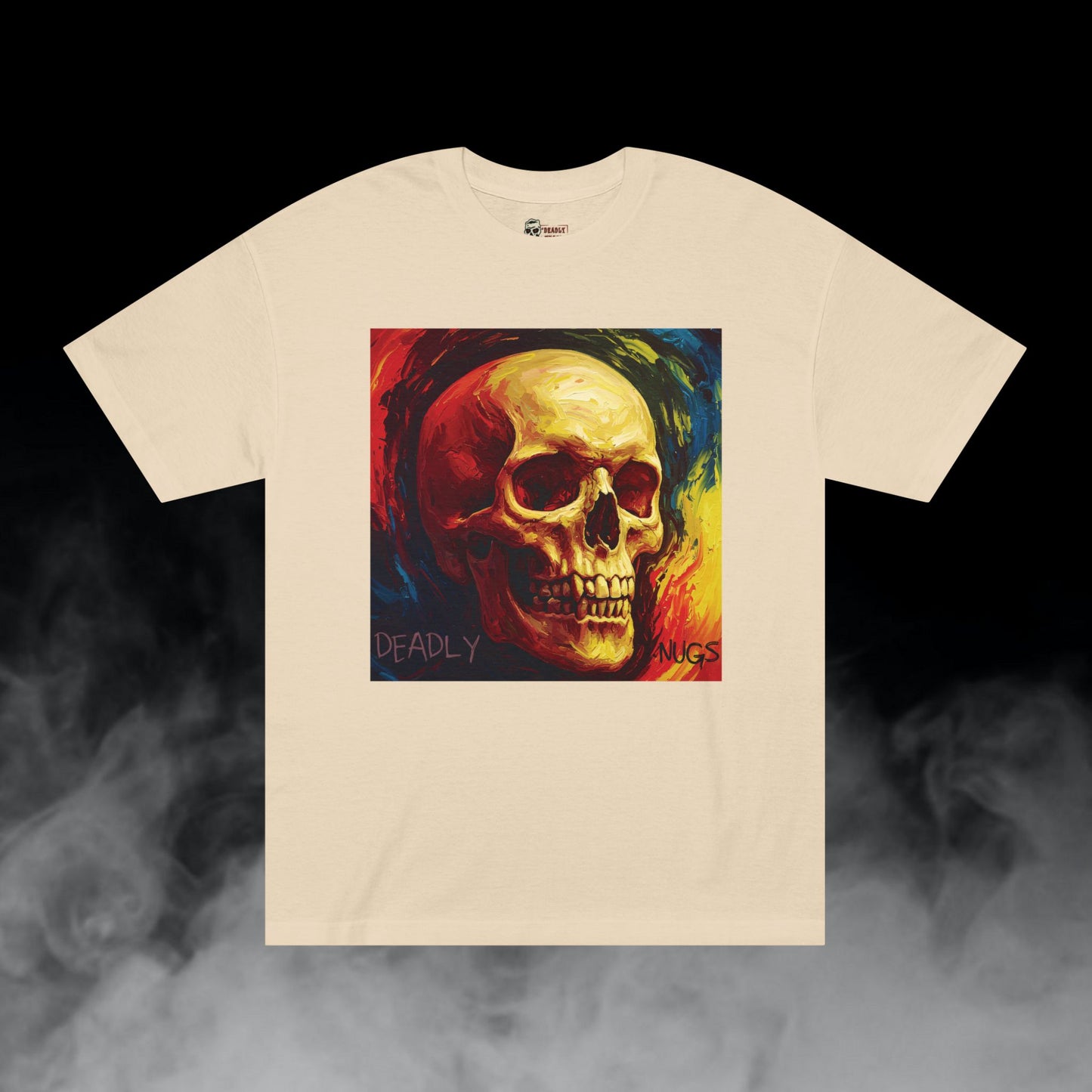 Radical High / Skull with Abstract Color Patterns Graphic Tee / Dark Obscure Art Abstract Painting / 420 Underground Stoner Streetwear / DEADLY NUGS