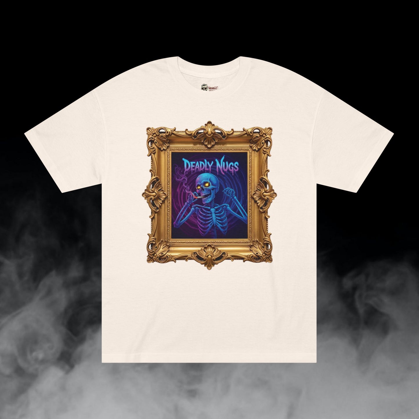 Portal Warp / Skeleton Smoking Graphic Tee / Gritty Neon Glitch Aesthetic Frame Art / 420 Underground Stoner Streetwear / DEADLY NUGS