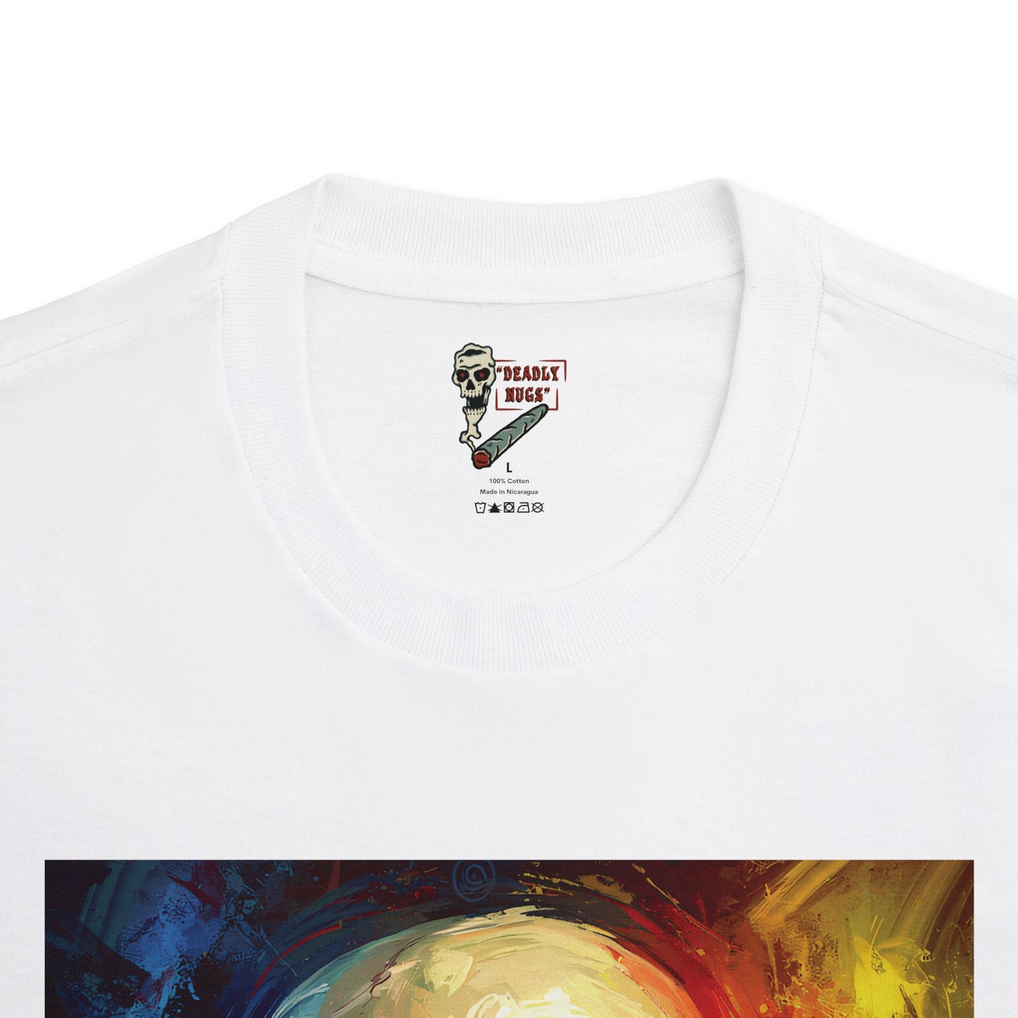 Moment of Relevance / Skull with Abstract Color Patterns Graphic Tee / Dark Obscure Art Abstract Painting / 420 Underground Stoner Streetwear / DEADLY NUGS