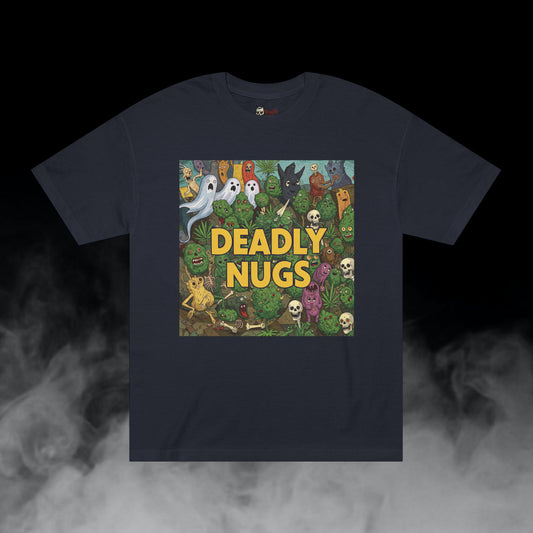 Monster Drop / Bud Characters Ghosts Monsters Skeletons Graphic Tee / Ominous Cartoon Horror Art / 420 Underground Stoner Streetwear / DEADLY NUGS