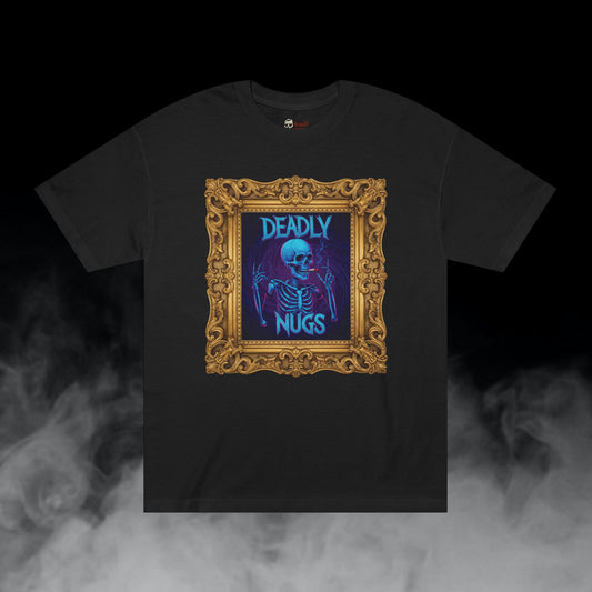 Deuces / Skeleton Smoking Graphic Tee / Gritty Neon Aesthetic Frame Art / 420 Underground Stoner Streetwear / DEADLY NUGS