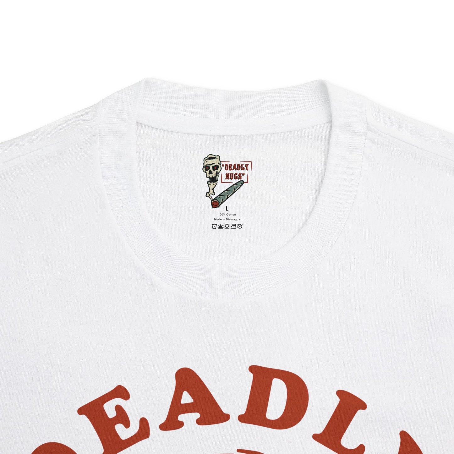 Flame in, Flame out / Premium Unisex Graphic Tee Red Aesthetic Print Skull 420 / DEADLY NUGS