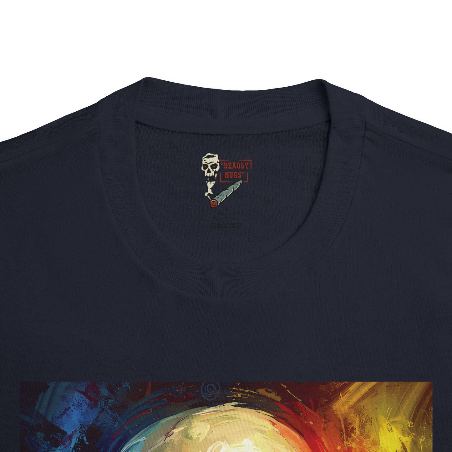 Moment of Relevance / Skull with Abstract Color Patterns Graphic Tee / Dark Obscure Art Abstract Painting / 420 Underground Stoner Streetwear / DEADLY NUGS