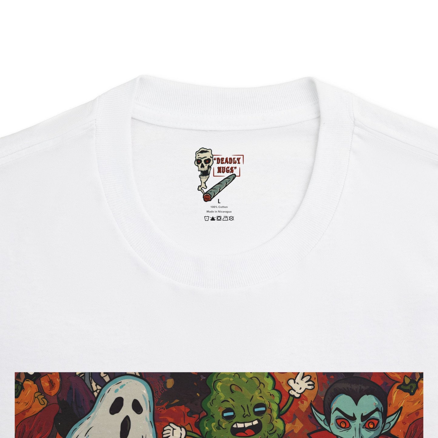 Nugmare Realm / Bud Characters Ghosts Skull Vampires Graphic Tee / Vintage Pop Art Comic Style / 420 Underground Stoner Streetwear / DEADLY NUGS