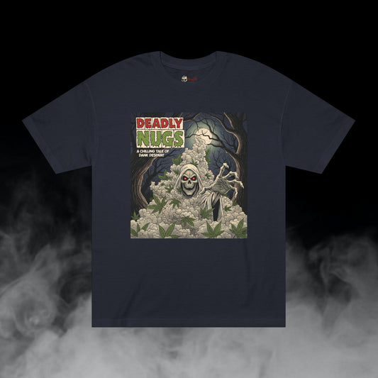 Dank Phantom / Hooded Reaper Smoke Cloud Graphic Tee / Vintage Pulp Horror Comic Style / 420 Underground Stoner Streetwear / DEADLY NUGS