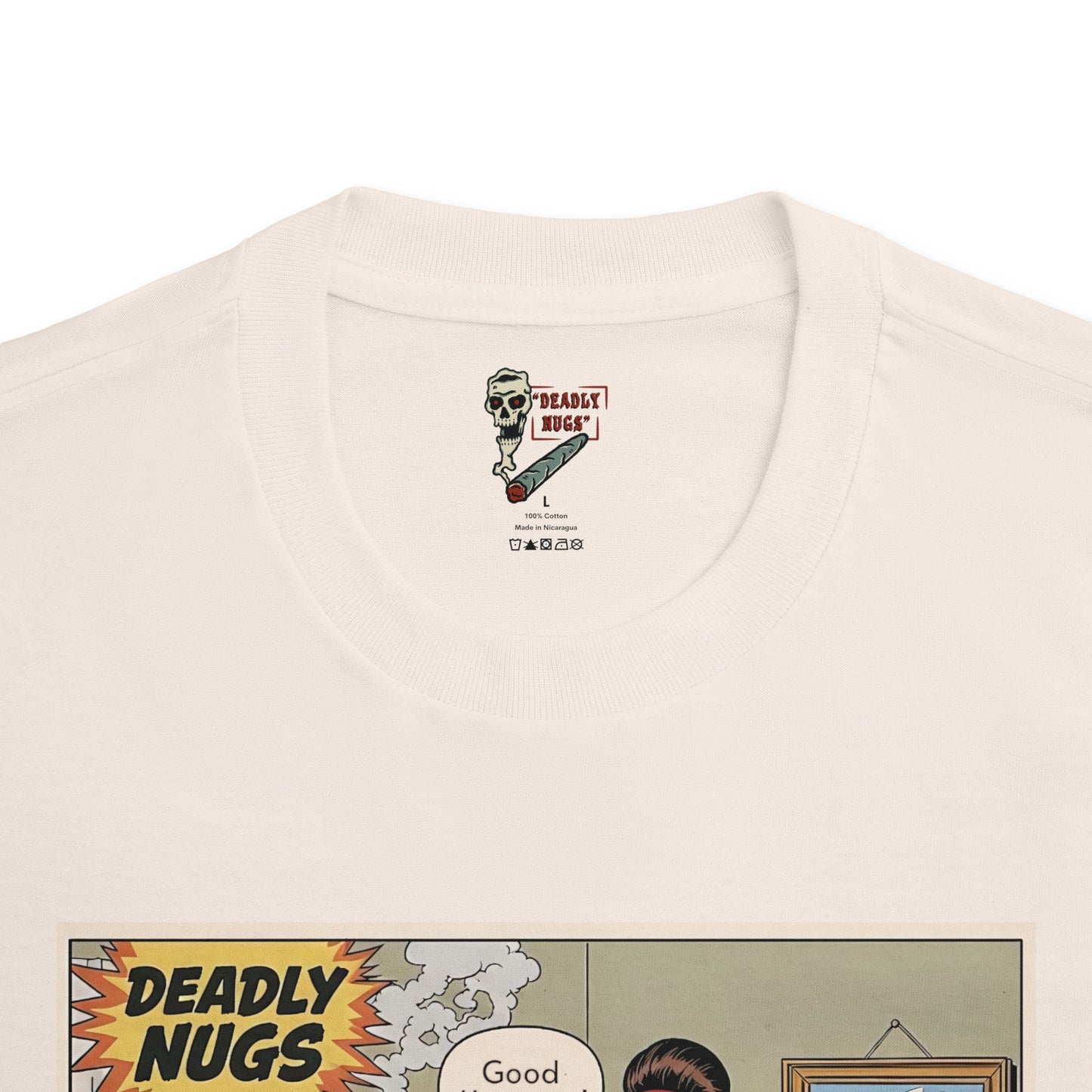 Good Heavens! / Suburban Husband and Wife Overwhelmed by Cannabis Experience Graphic Tee / Vintage Humor Comic Art Style / 420 Underground Stoner Culture / DEADLY NUGS