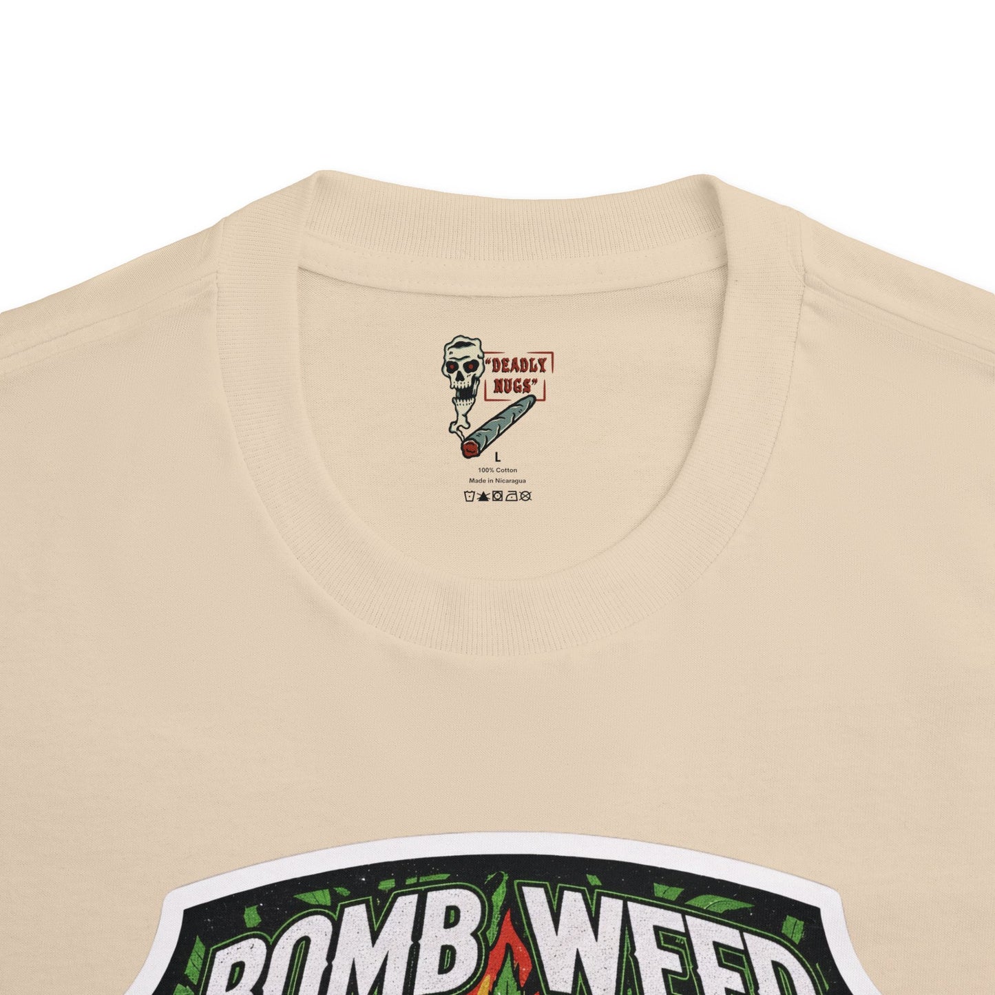 Bomb Weed / Explosive Cannabis Graphic Tee / Vintage Badge Style / 420 Underground Stoner Culture / DEADLY NUGS
