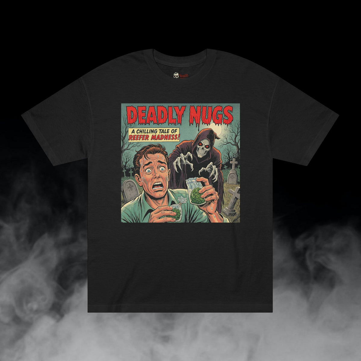 Deadly Nugs, Baggie to the Grave! T-Shirt, Premium, Unisex, Graphic T-Shirt, Black, Front