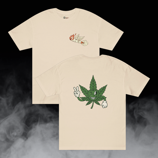Deadly Nugs, Blazin Weed T-Shirt, Premium, Unisex, Graphic T-Shirt, Sand, Front and Back