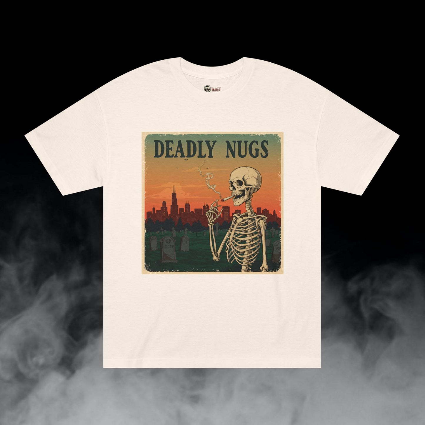 Deadly Nugs, Chicago Skyline T-Shirt, Premium, Unisex, Graphic T-Shirt, Cream