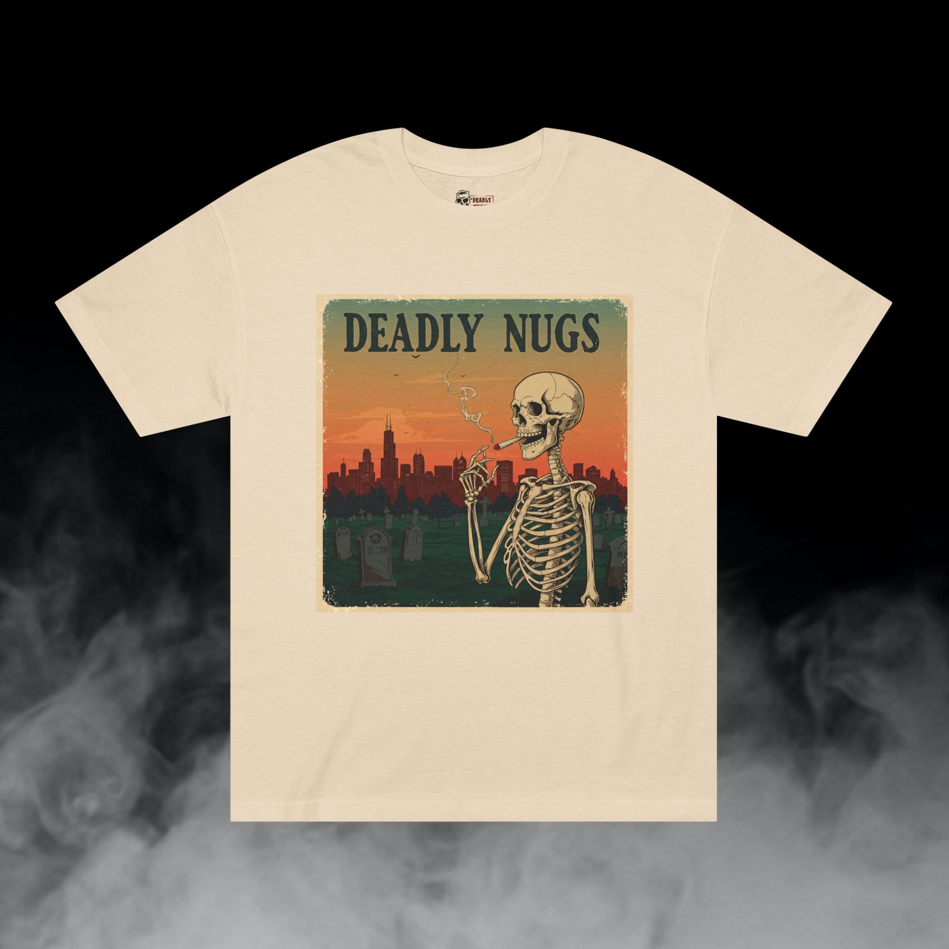 Deadly Nugs, Chicago Skyline T-Shirt, Premium, Unisex, Graphic T-Shirt, Sand