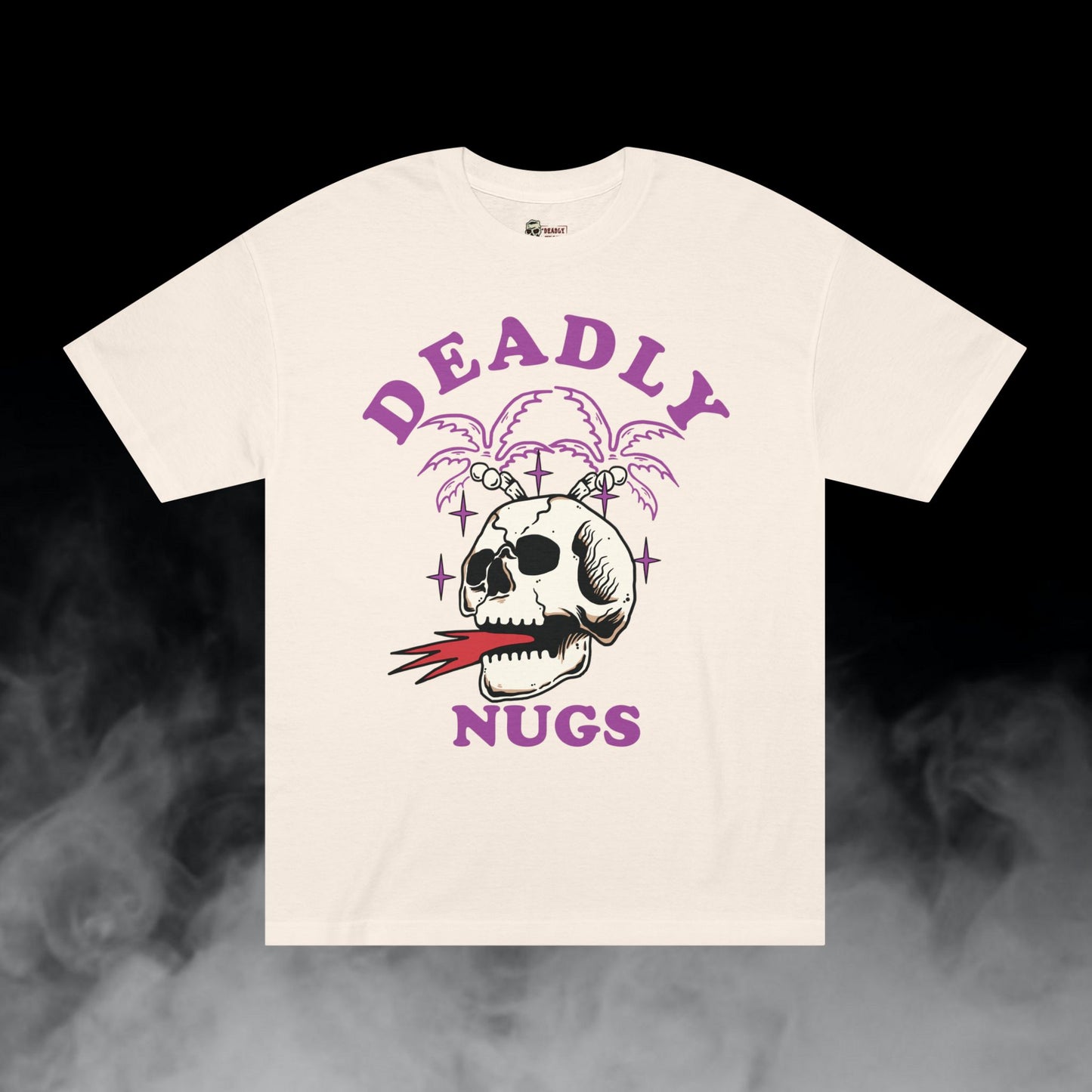 Deadly Nugs, Flame in Flame out T-Shirt, Premium, Unisex, Graphic T-Shirt, Cream, Purple print
