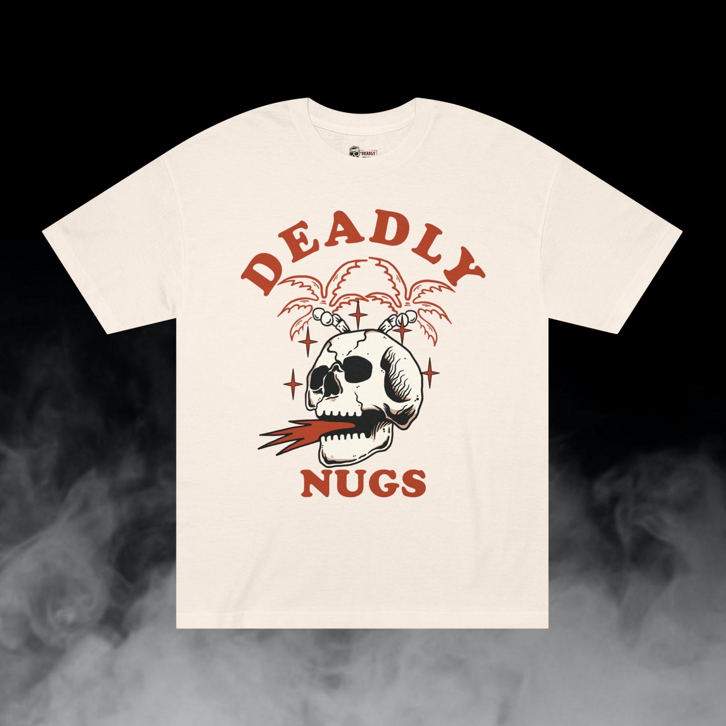 Deadly Nugs, Flame in Flame out T-Shirt, Premium, Unisex, Graphic T-Shirt, Cream, Red print