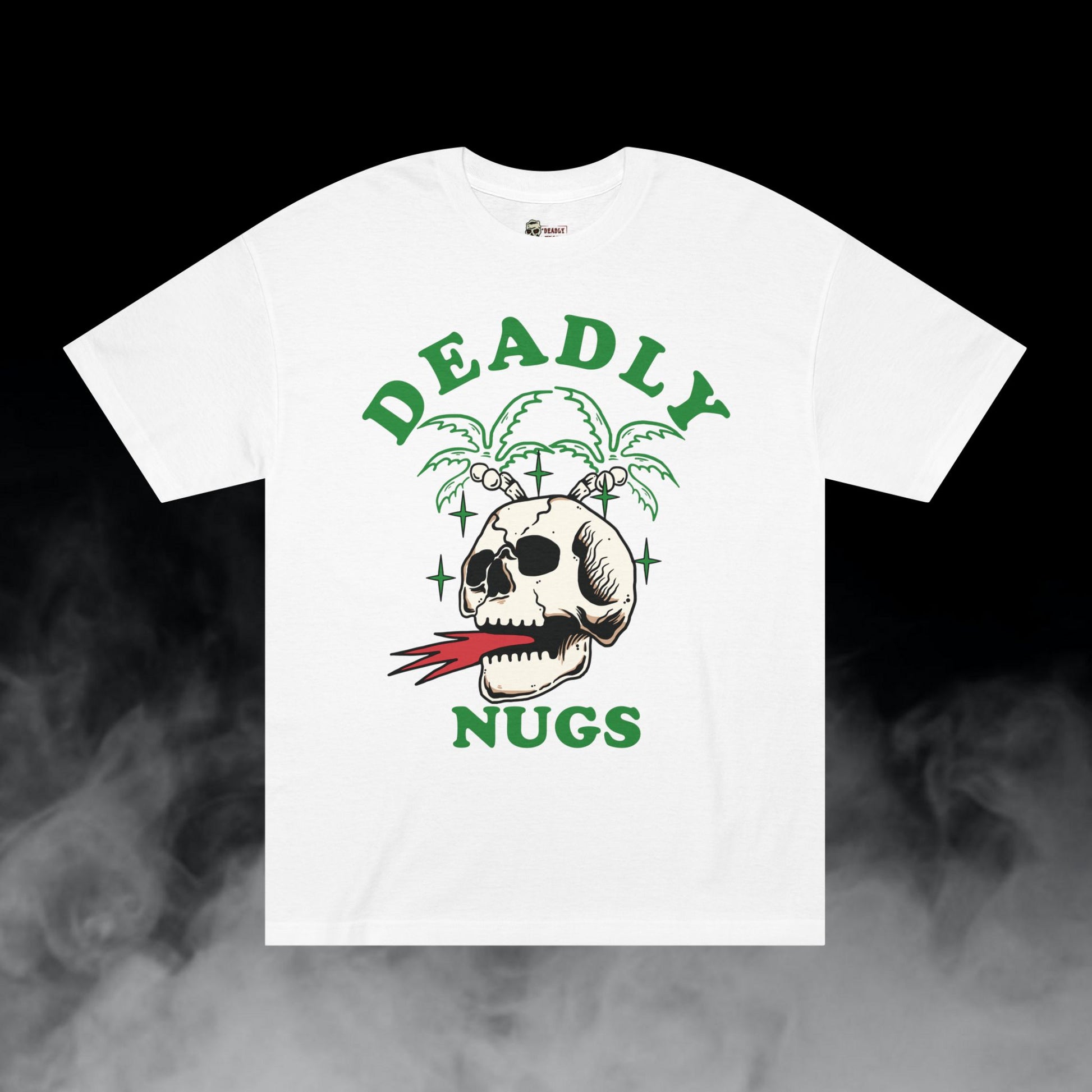 Deadly Nugs, Flame in Flame out T-Shirt, Premium, Unisex, Graphic T-Shirt, White, Green print