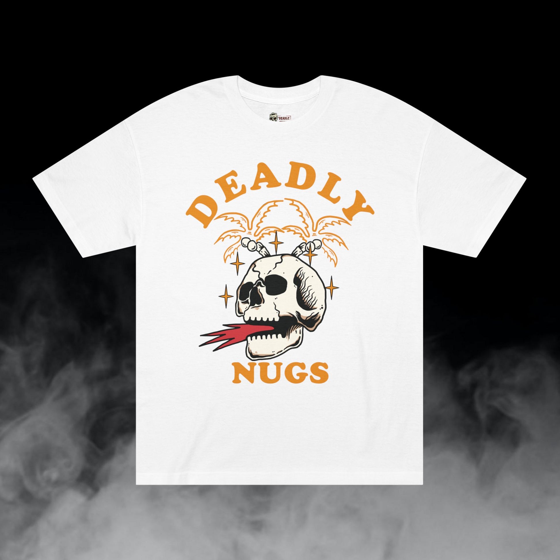 Deadly Nugs, Flame in Flame out T-Shirt, Premium, Unisex, Graphic T-Shirt, White, Orange print