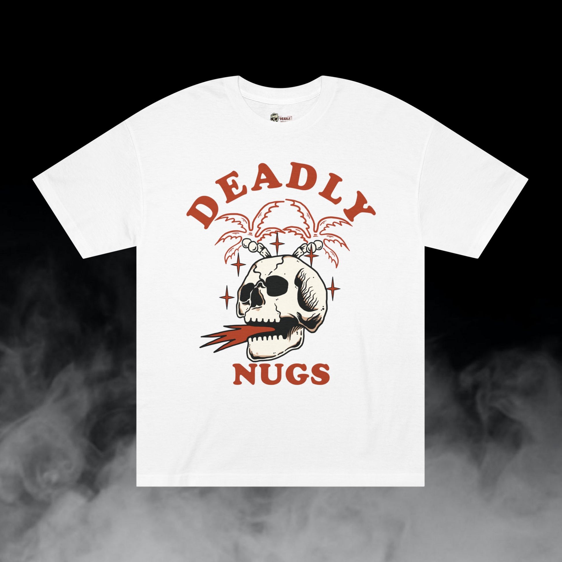 Deadly Nugs, Flame in Flame out T-Shirt, Premium, Unisex, Graphic T-Shirt, White, Red print